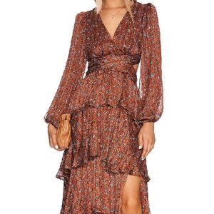 ASTR The Label Anora Cutout Tiered Maxi Dress (S)